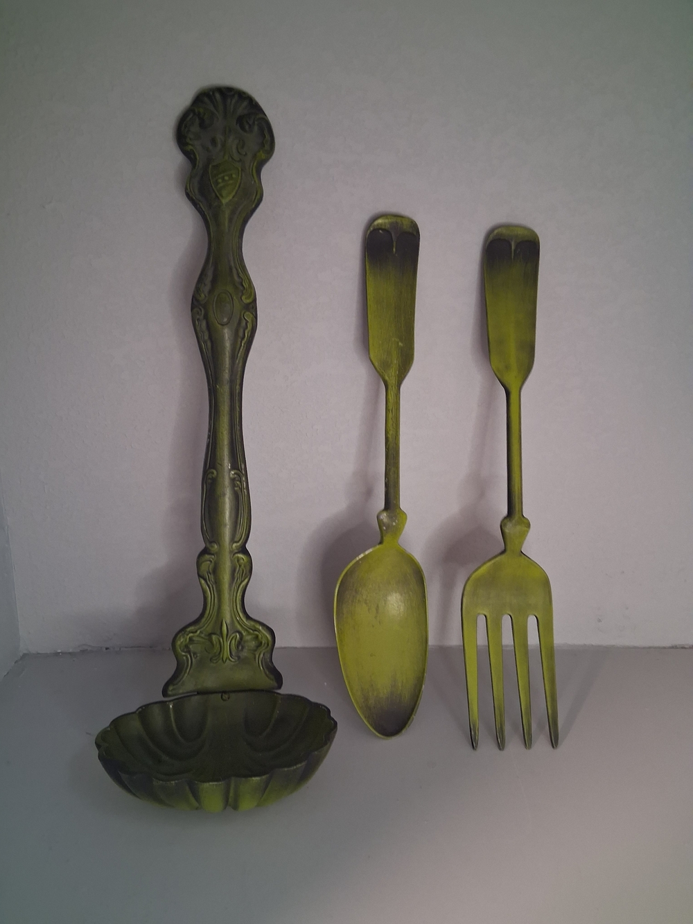 Oversized Metal Kitchen Wall Decor Utensil Set Spoon Fork Ladle Farmhouse